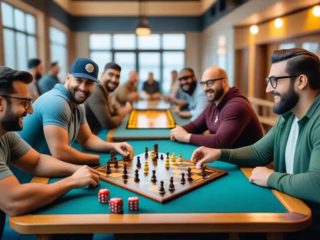 Emocionante evento de juegos de mesa en centro comunitario, uniendo diversas edades y fondos, impulsando economías locales