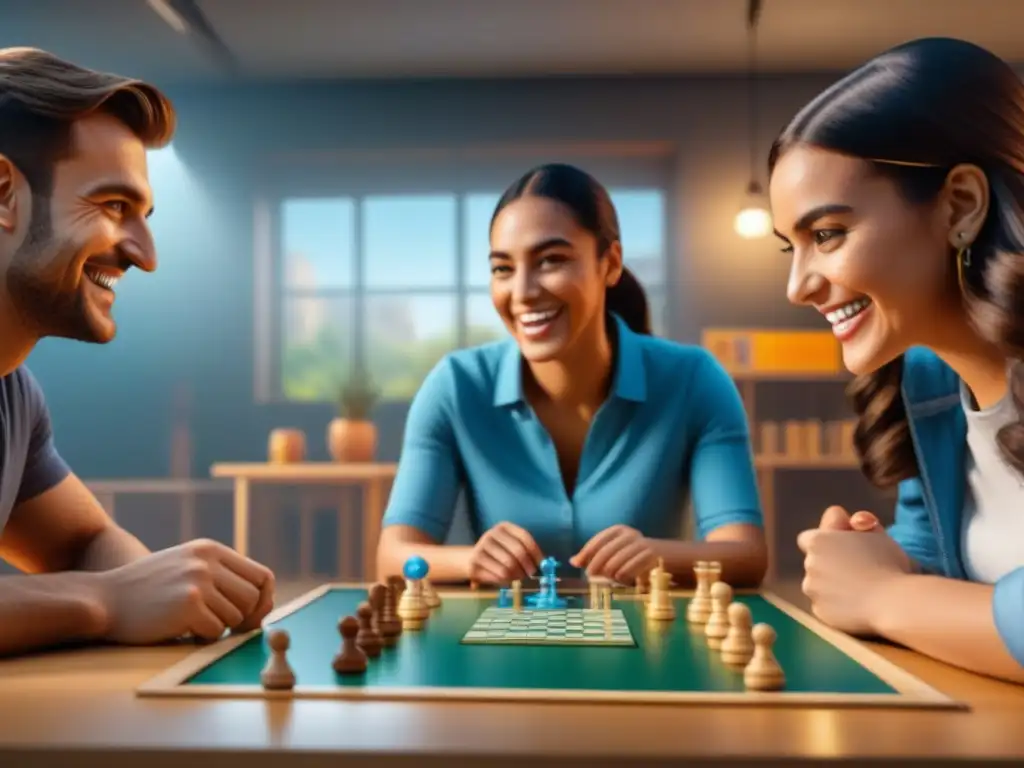 Emocionante evento de juegos de mesa para enseñanza interactiva en aula luminosa