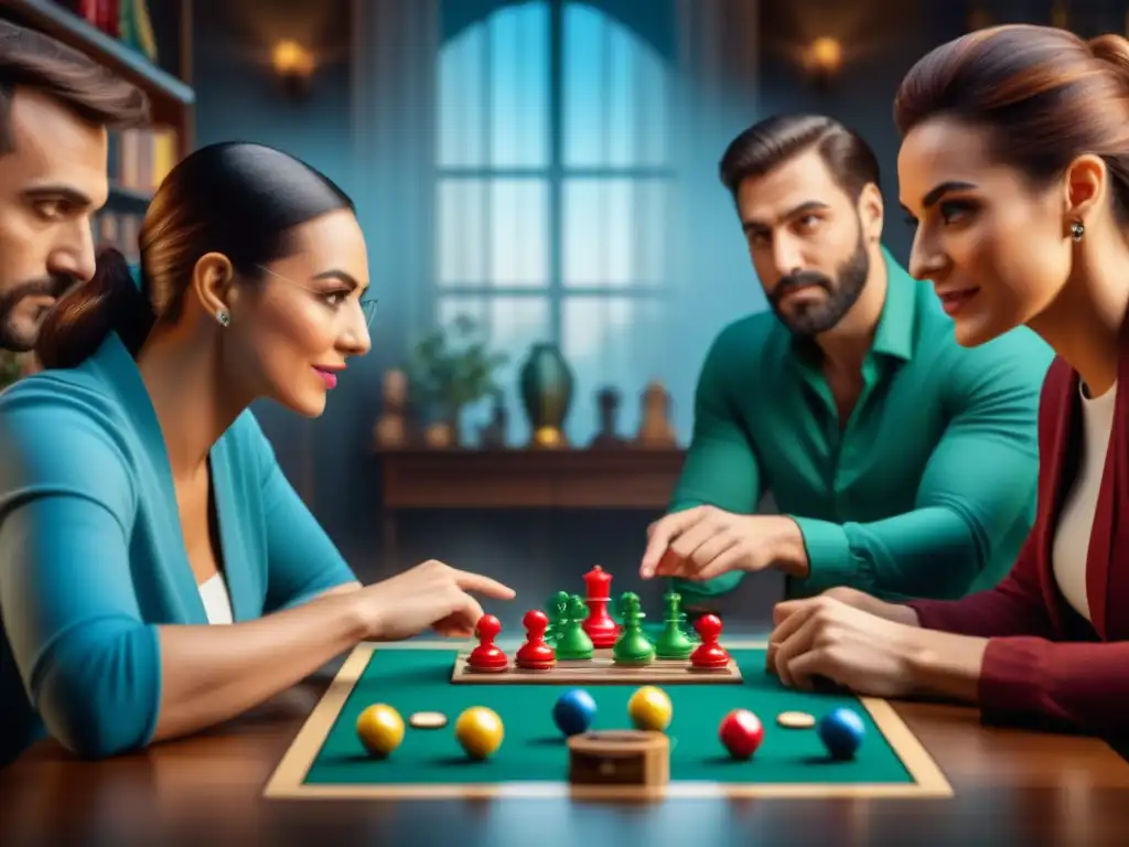 Emocionante juego de mesa: diversión y estrategia en comunidad Una emocionante inversión en juegos de mesa con diversos jugadores concentrados y entusiasmados en una partida