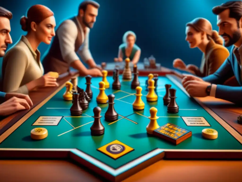 Un emocionante juego de mesa adaptado de una serie de TV famosa, con jugadores entusiasmados disfrutando