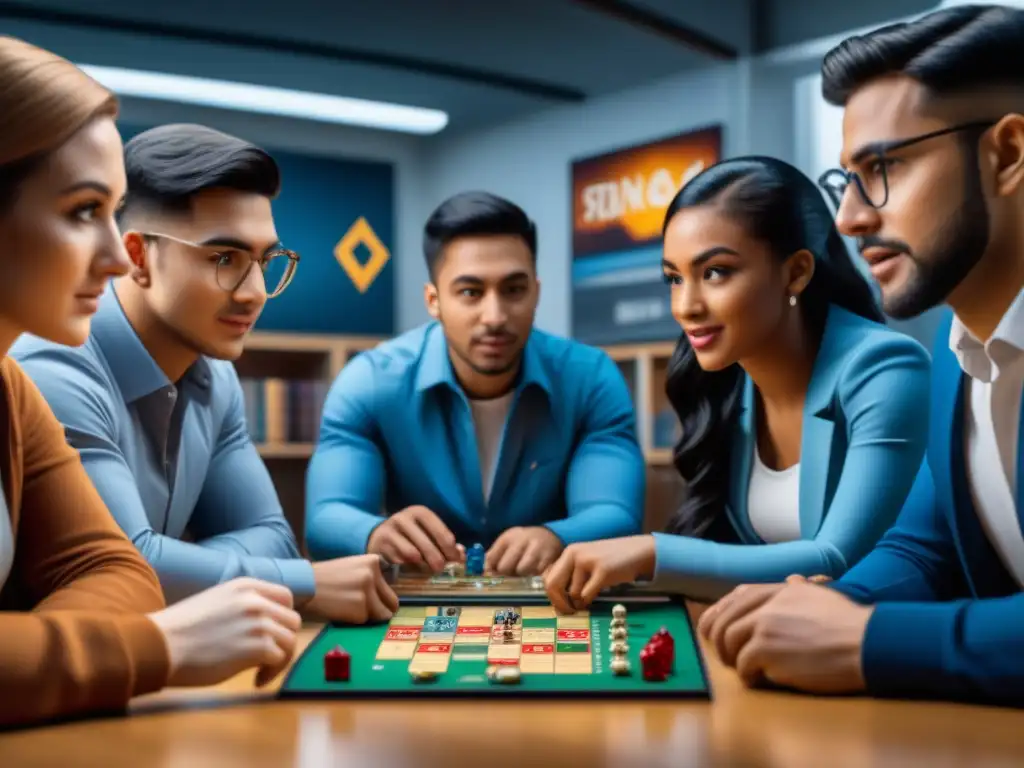 Un emocionante juego de mesa en el aula refleja el impacto de eventos competitivos en juegos de mesa, con estudiantes concentrados y emocionados