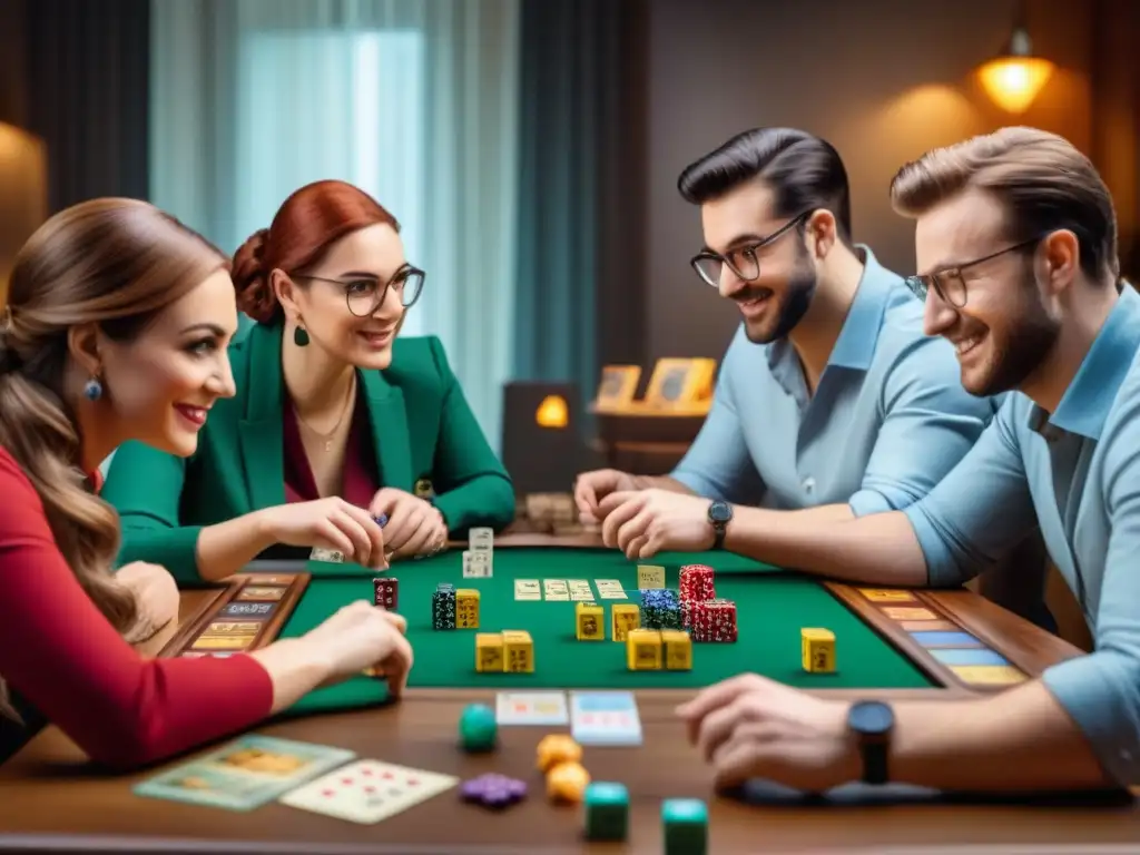 Un emocionante juego de mesa con entusiastas muestra la diversión y camaradería