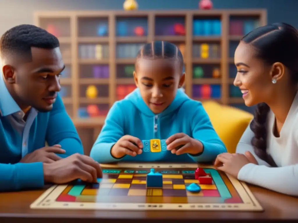 Un emocionante juego de mesa con niños concentrados y felices