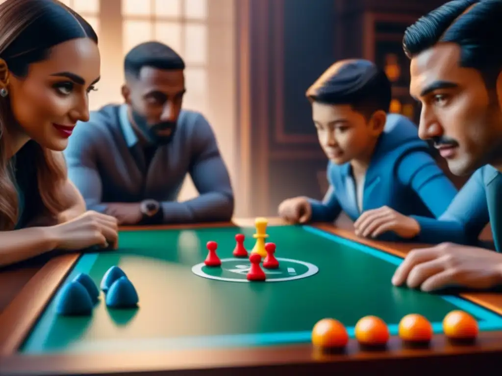 Emocionante juego de mesa con piezas de impresión 3D en una mesa llena de diversidad