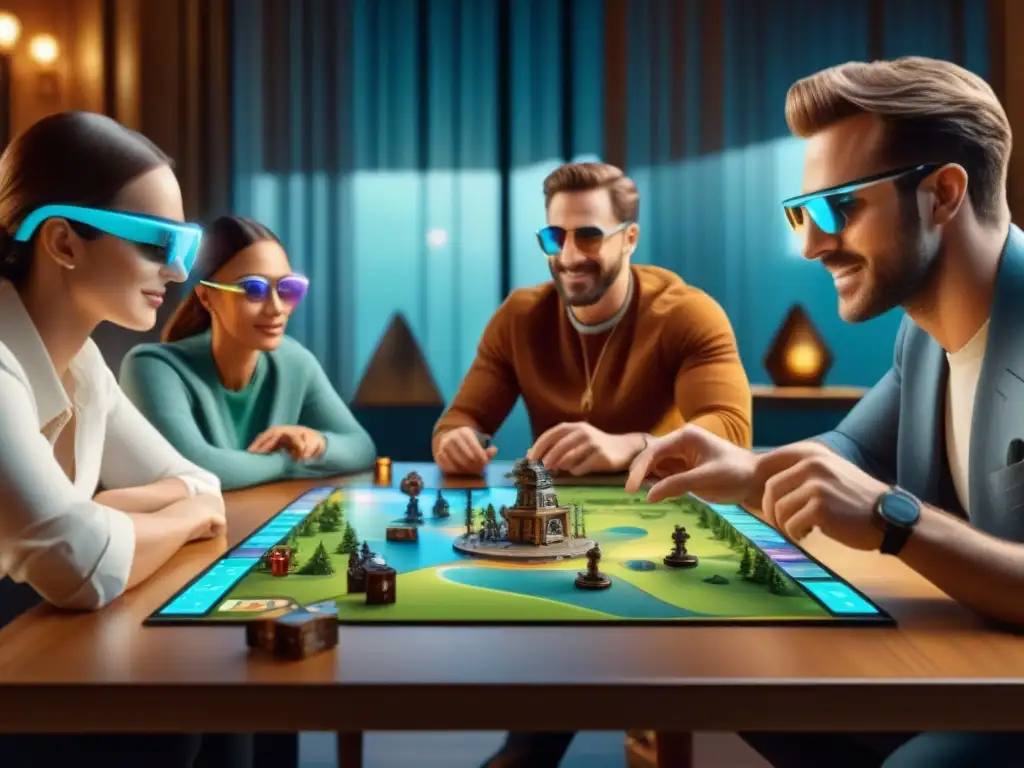 Emocionante juego de mesa con realidad aumentada, jugadores de todas las edades interactúan con hologramas