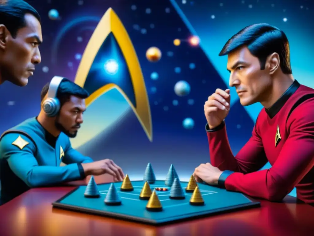 Un emocionante juego de 'Star Trek: Catan' con jugadores estratégicos inmersos en la partida