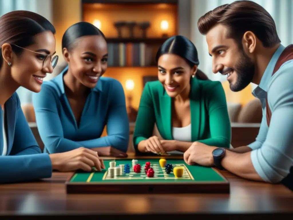 Una emocionante partida de juego de mesa reúne a personas de todas las edades en un ambiente de diversión y camaradería