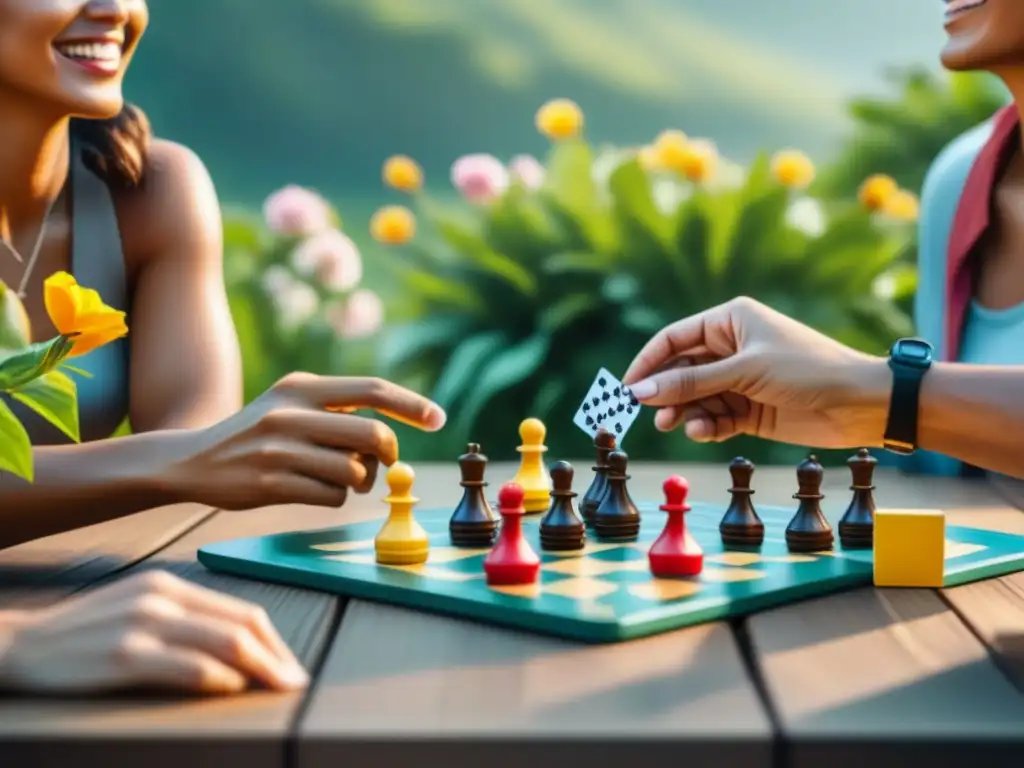 Emocionante partida de juegos de mesa en verano, con diversidad y camaradería