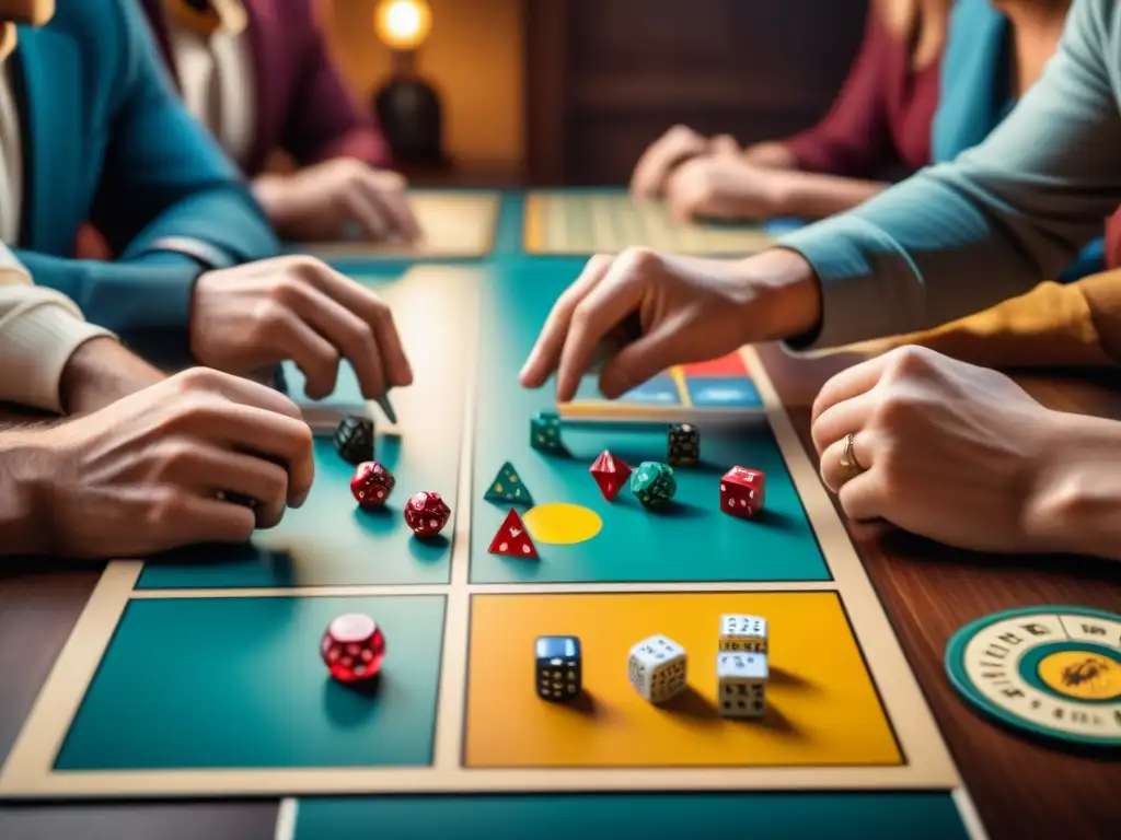 Emocionante reunión de amigos en noche de juegos de mesa, diversión y estrategia