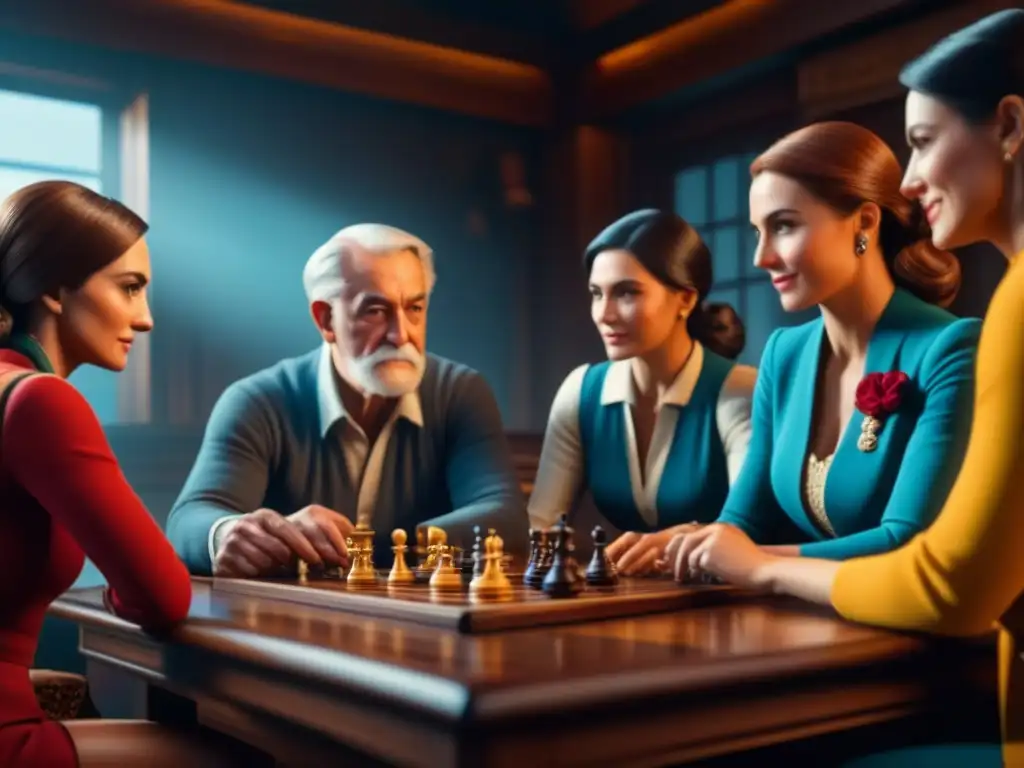 Juego de mesa familiar: tradición y concentración Emotiva escena familiar en torno a un juego de mesa tradicional