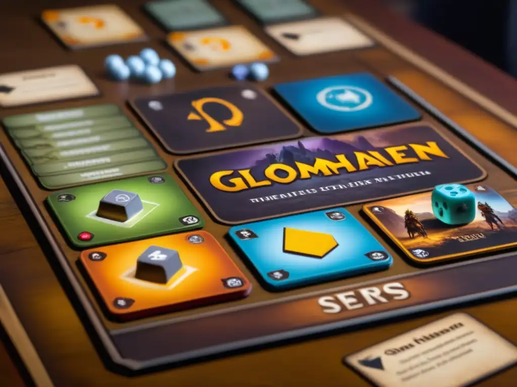 Una épica partida de Revolution Gloomhaven: juegos de mesa estrategia con miniaturas, cartas y dados en una mesa vibrante