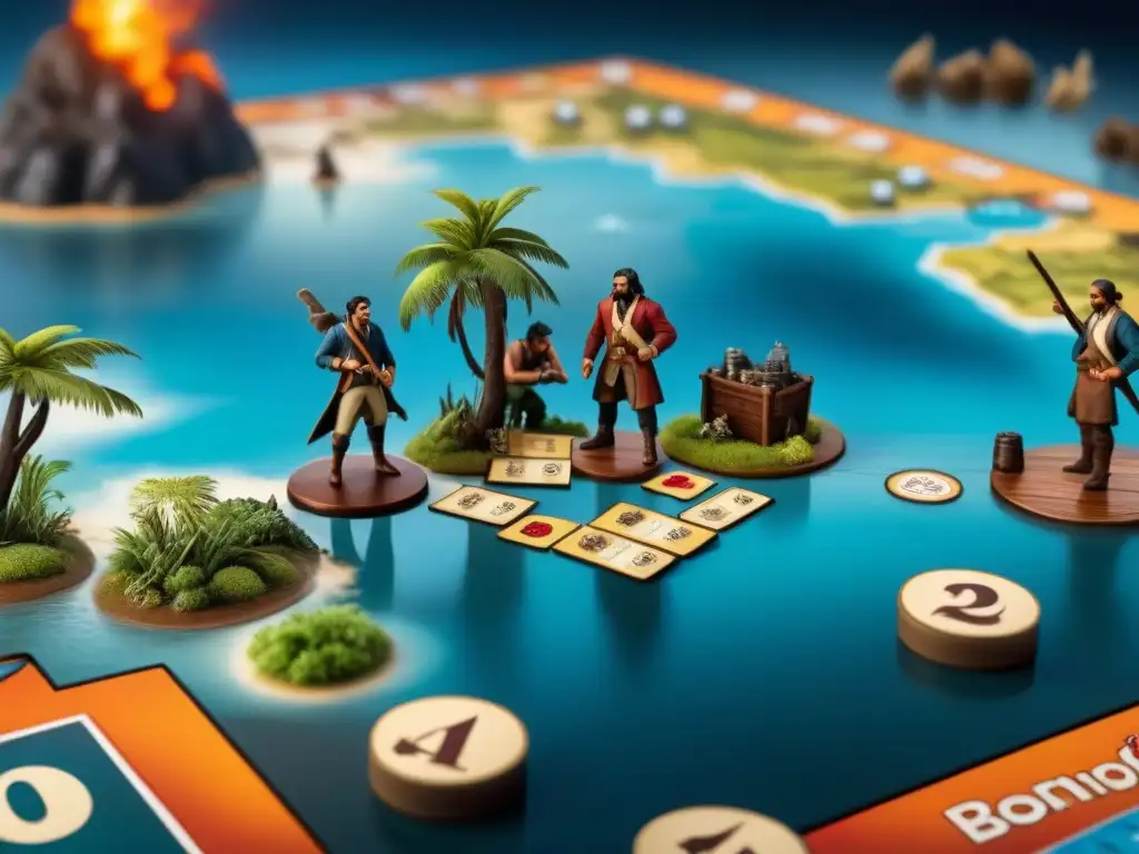 Equipo concentrado en juego de mesa Robinson Crusoe, mostrando tensión y emoción en estrategias y decisiones