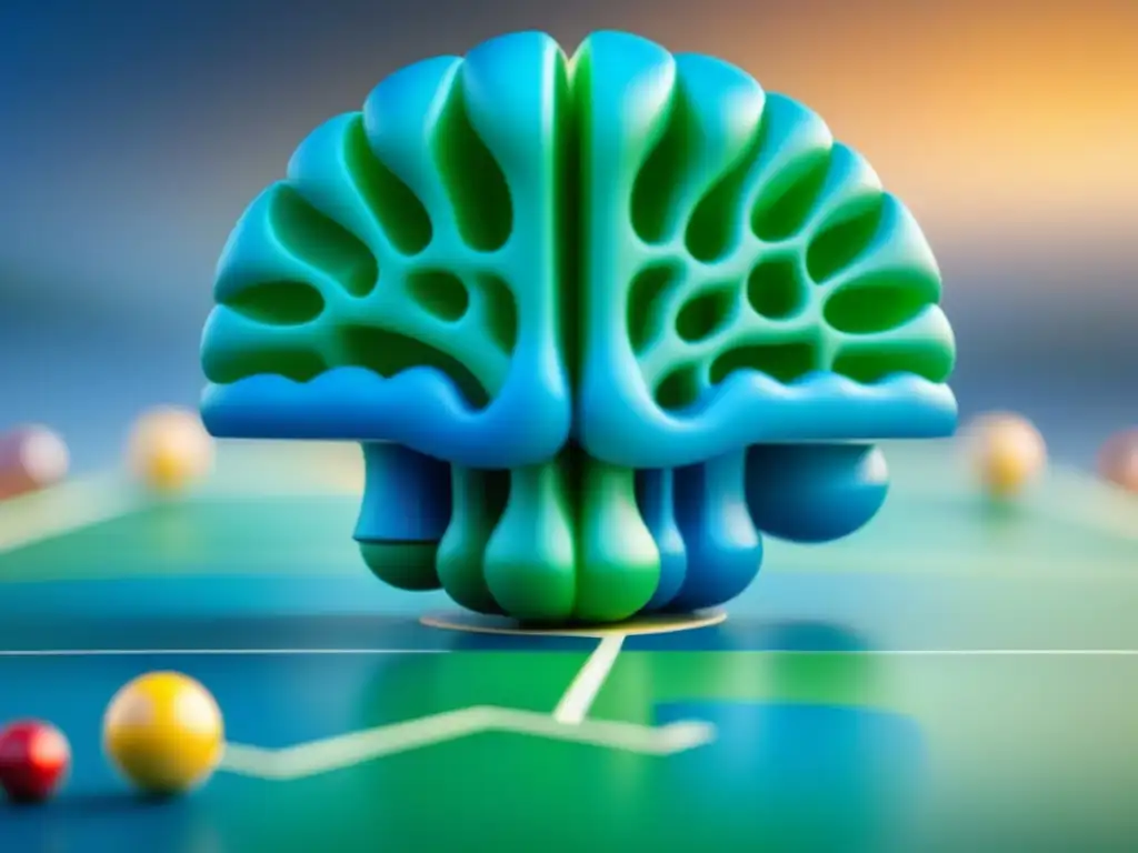 Escaneo cerebral detallado con piezas de juego entrelazadas, simbolizando conexiones neurales y pensamiento estratégico