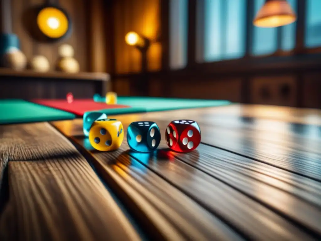 Una escena cautivadora de piezas de juegos de mesa de segunda mano en una mesa de madera