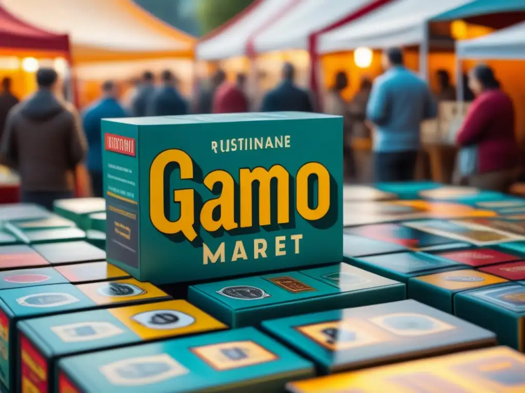 Escena vibrante de mercado de juegos de mesa de segunda mano