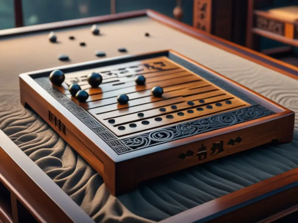 Estrategias milenarias del juego Go en una escena de concentración y tradición