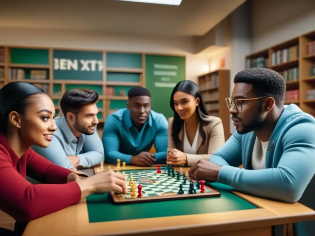 Estudiantes concentrados en juegos de mesa en club de juegos de mesa en escuela