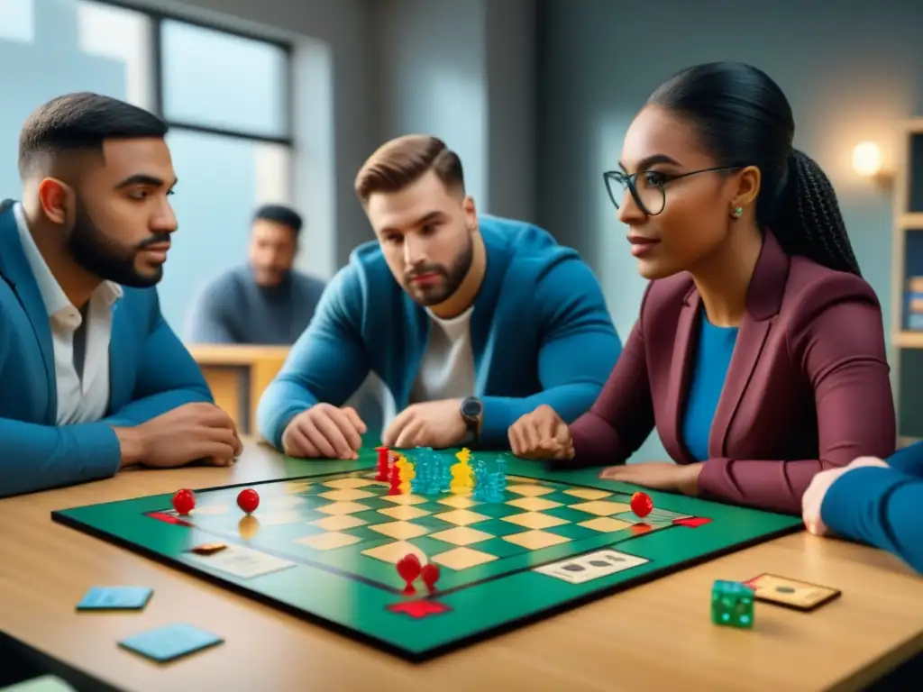 Estudiantes diversidad disfrutan de juegos de mesa para educación en aula colorida y acogedora