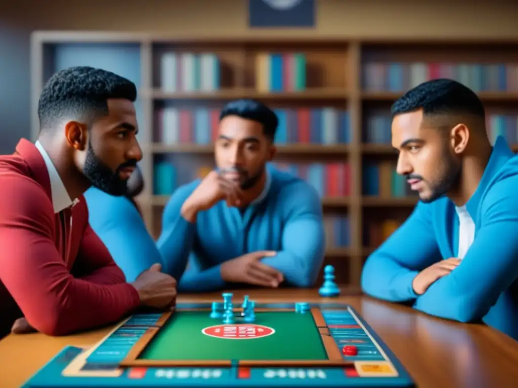 Estudiantes disfrutan de un juego de mesa educativo en aula, reduciendo ansiedad