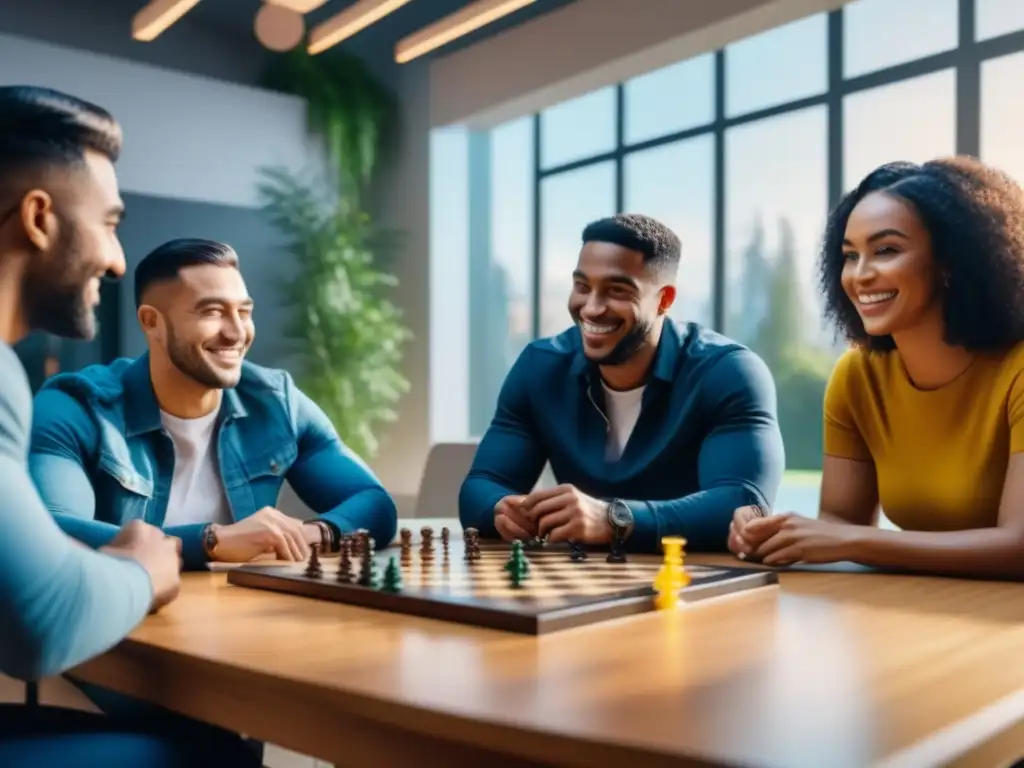 Estudiantes universitarios de diversas etnias y habilidades juegan juegos de mesa en un ambiente inclusivo en el campus