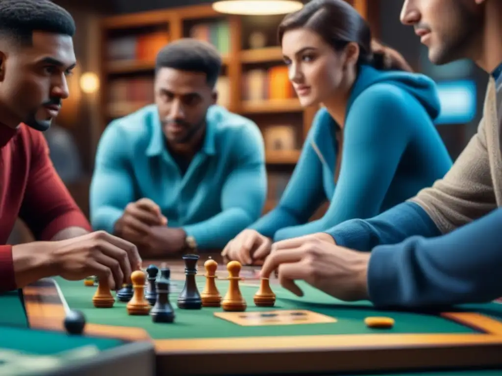 Estudiantes universitarios disfrutando de juegos de mesa con creatividad y emoción