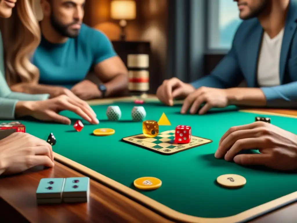 Experiencia inmersiva de amigos disfrutando de los mejores juegos de mesa 2023 en una sala acogedora