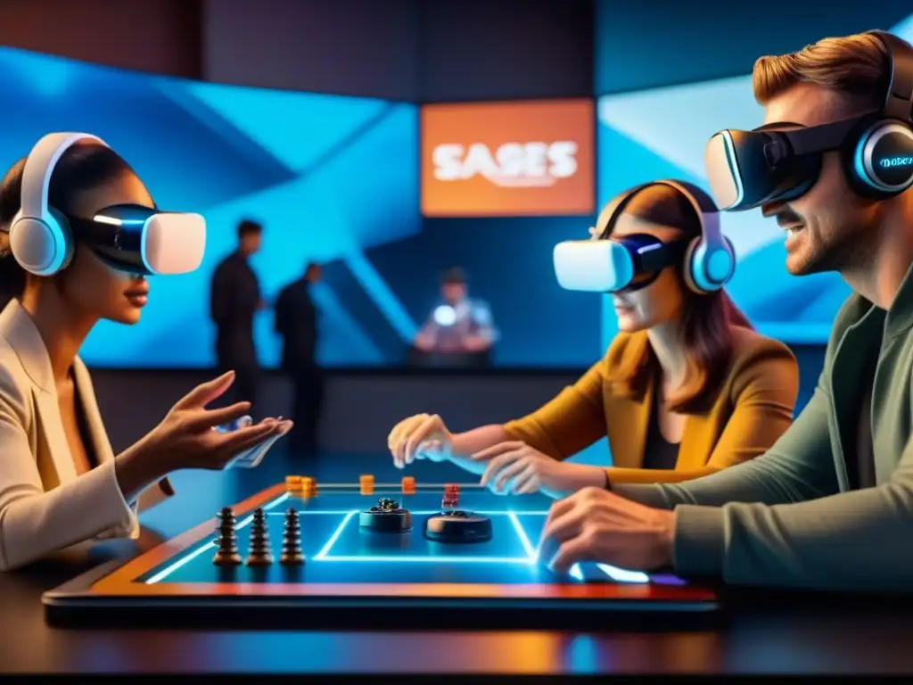 Una experiencia inmersiva de juegos de mesa con realidad virtual en un ambiente futurista y emocionante