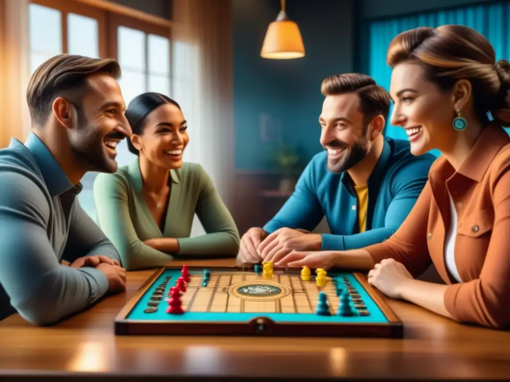 Una familia diversa disfruta de un emocionante juego de mesa en una mesa de madera