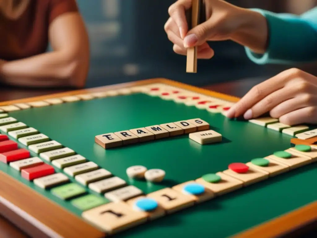 Una familia multigeneracional se divierte con Scrabble Junior en una atmósfera cálida y educativa