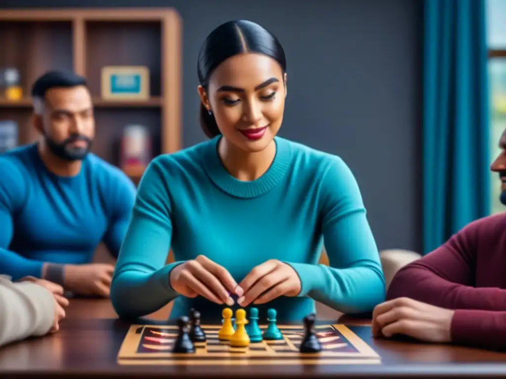 Familia sonriente disfruta de juegos de mesa