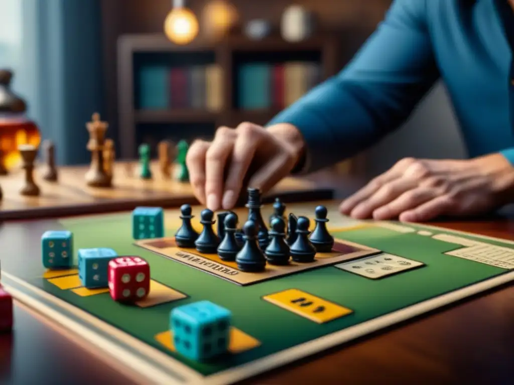 Un grupo de amigos concentrados en un juego de mesa estratégico en una sala acogedora