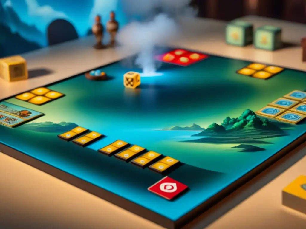 Grupo de amigos concentrados en jugar al juego de mesa 'Avatar: The Last Airbender', ambiente acogedor de una noche llena de estrategias y camaradería