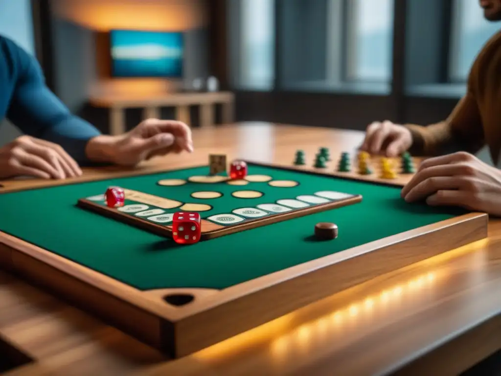 Grupo de amigos disfrutando de un emocionante juego de mesa en una mesa personalizada