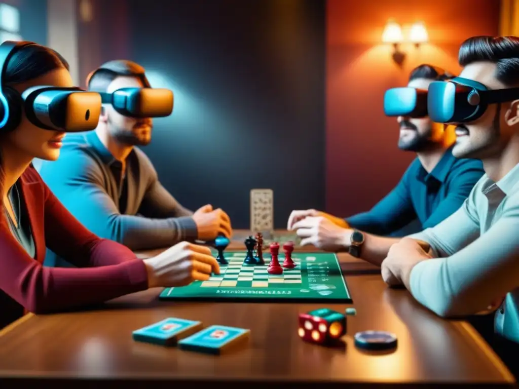 Un grupo de amigos disfruta de un juego de mesa con Realidad Virtual, fusionando lo clásico con lo moderno