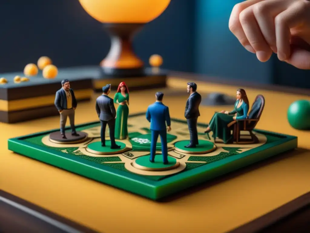 Un grupo de amigos disfruta de un juego de mesa personalizado con impresión 3D, sumergidos en la emoción y la concentración