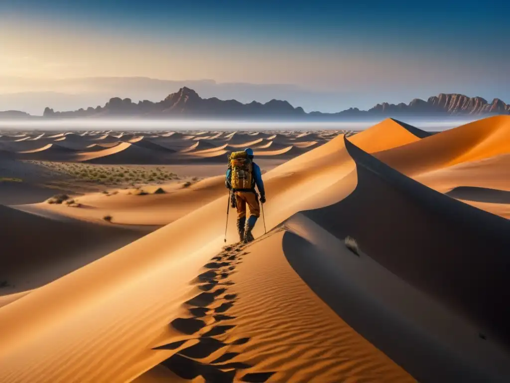 Un grupo de aventureros atraviesa el desierto árido y ventoso, destacando la comparativa Forbidden Island Forbidden Desert