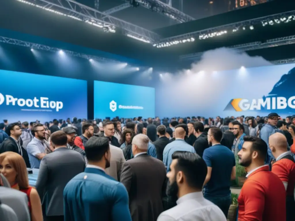 Expo de juegos: emoción y networking en alta resolución Grupo diverso de asistentes inmersos en juegos y networking en evento de juegos, con estrategias patrocinio eventos juegos
