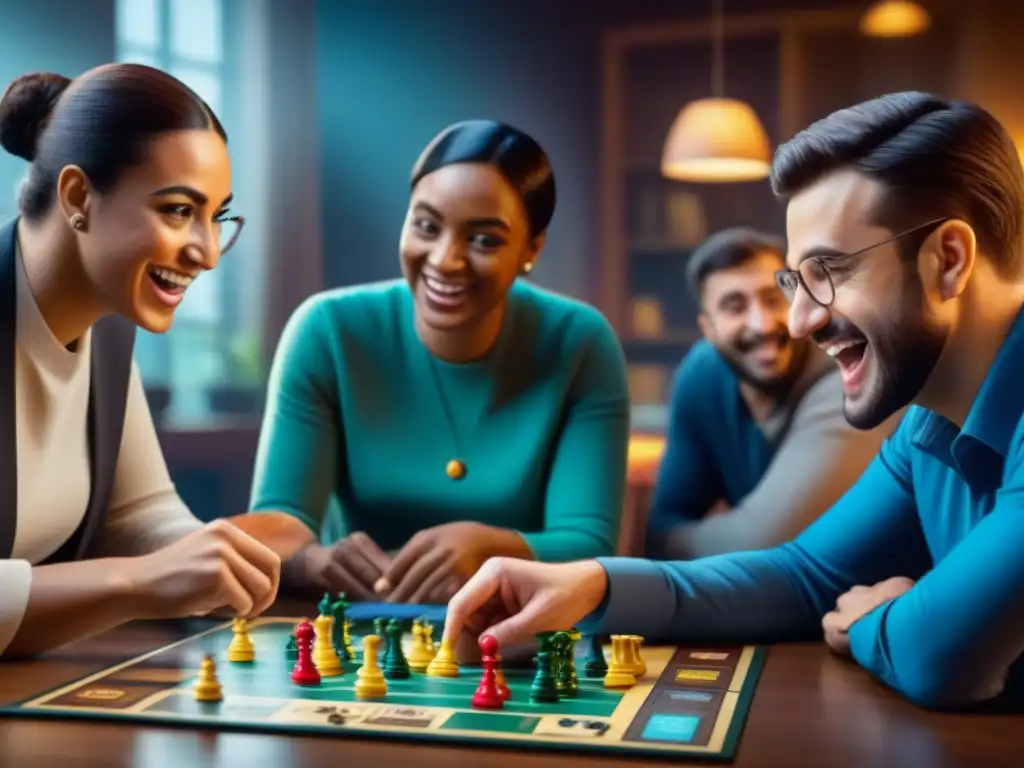 Grupo diverso con dificultades aprendizaje juega con adaptaciones en un juego de mesa inclusivo