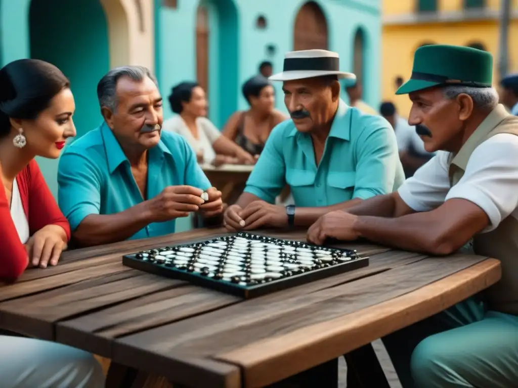 Grupo diverso juega dominó en mercado de La Habana, Cuba