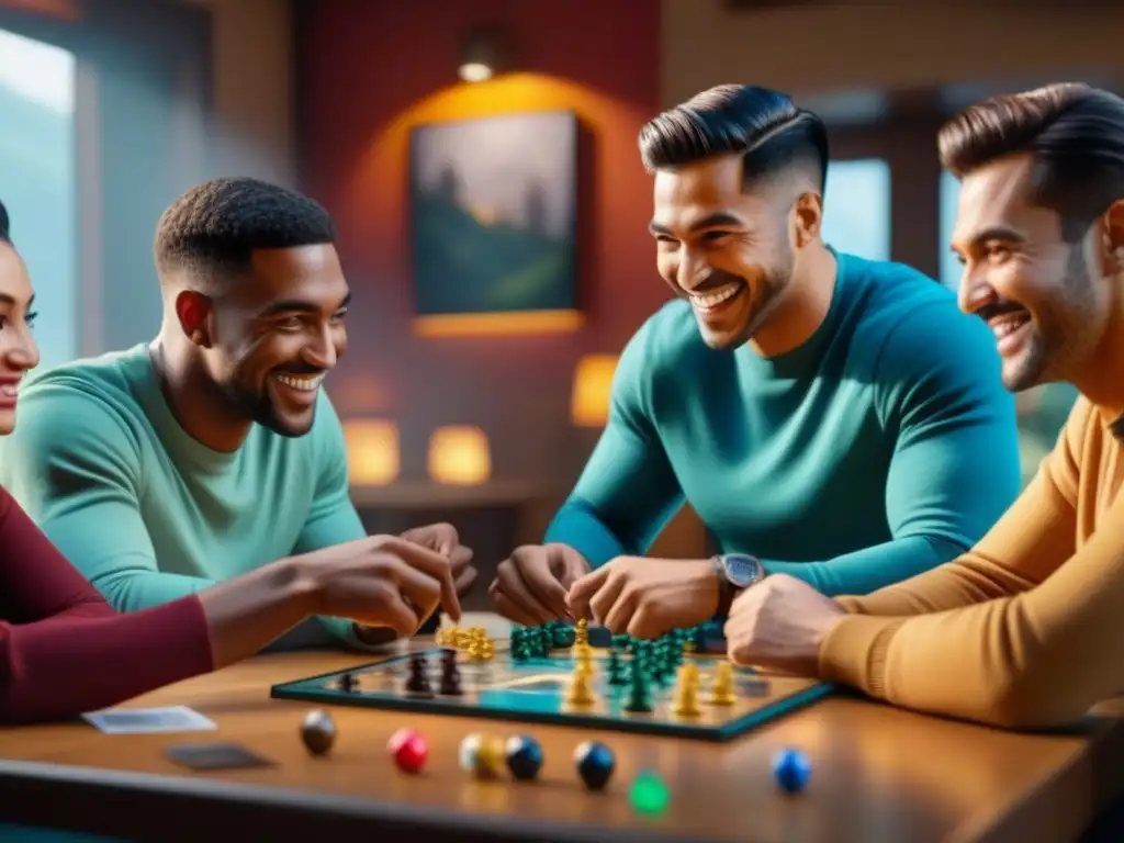 Grupo diverso disfruta emocionados un juego de mesa juntos