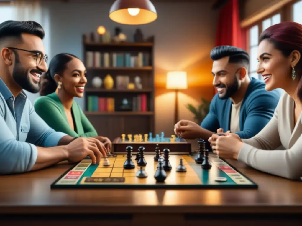 Un grupo diverso disfruta de emocionante juego de mesa