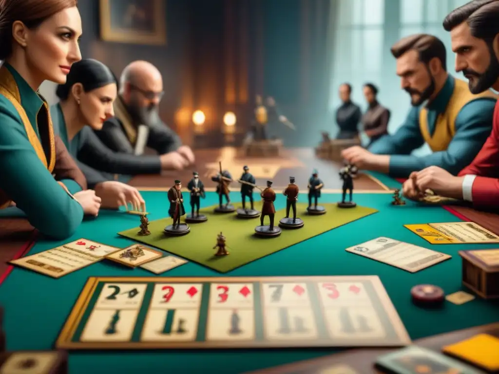 Un grupo diverso de entusiastas de juegos de mesa disfrutan de una intensa partida de Scythe