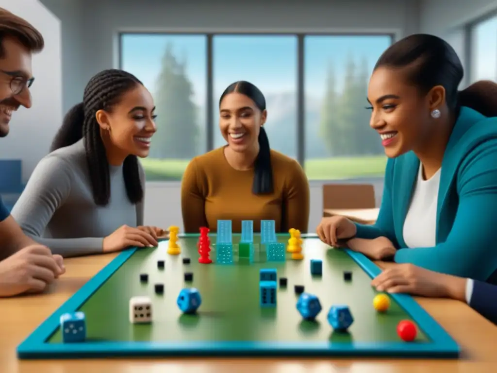 Un grupo diverso de estudiantes en juegos de mesa en educación especial, disfrutando y aprendiendo juntos