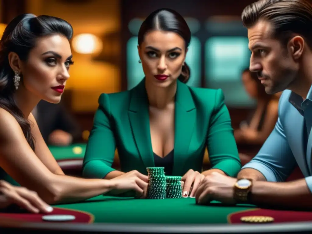 Grupo diverso en juego de poker de altas apuestas