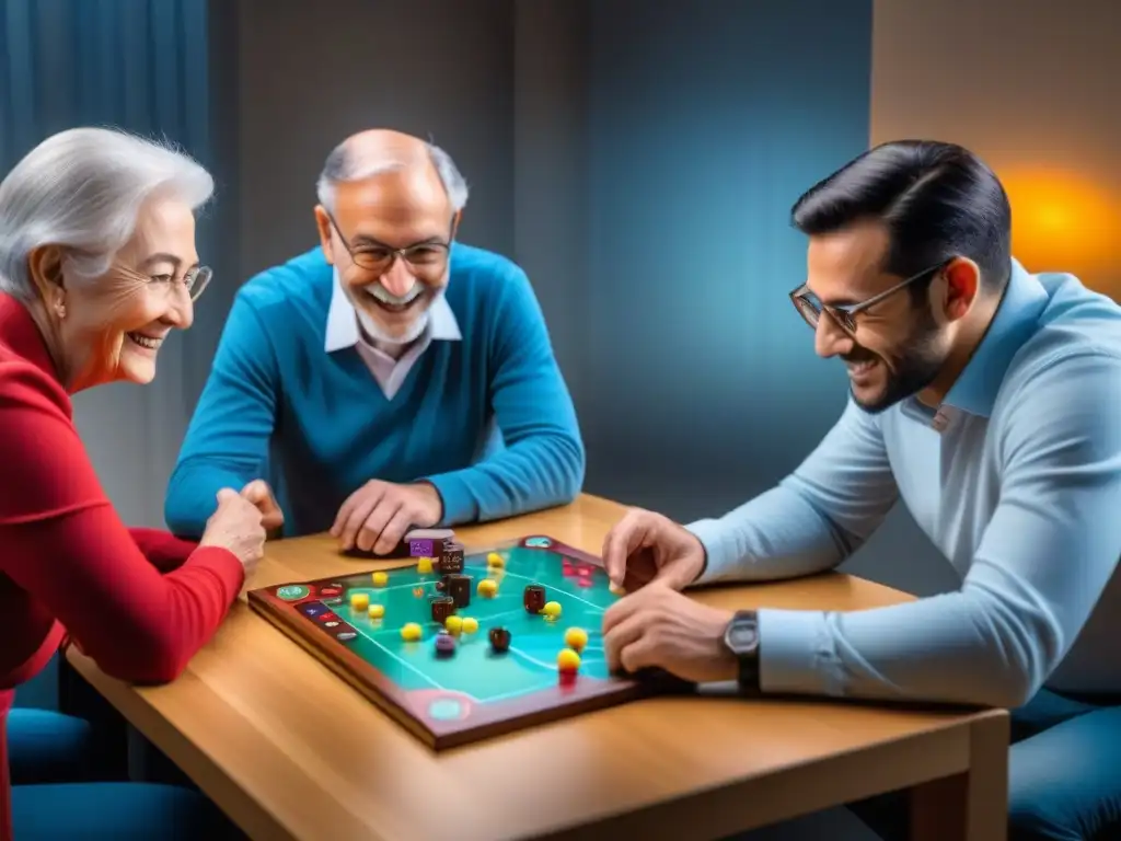 Grupo diverso disfruta juego de mesa para habilidades motoras