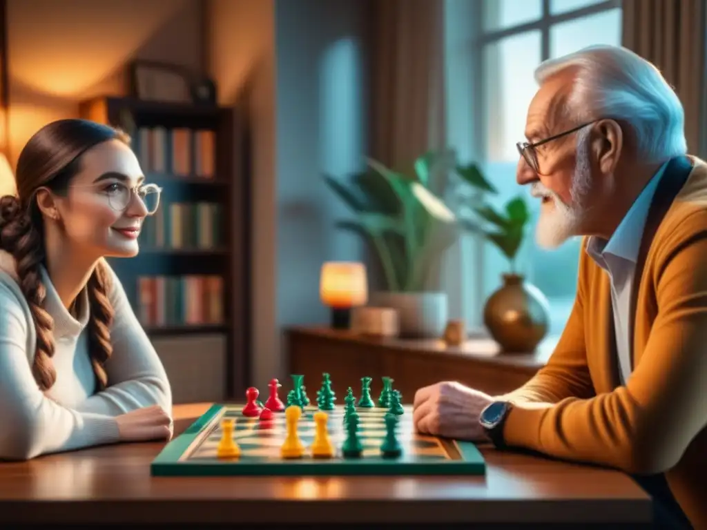 Un grupo diverso disfruta de un juego de mesa en una sala acogedora