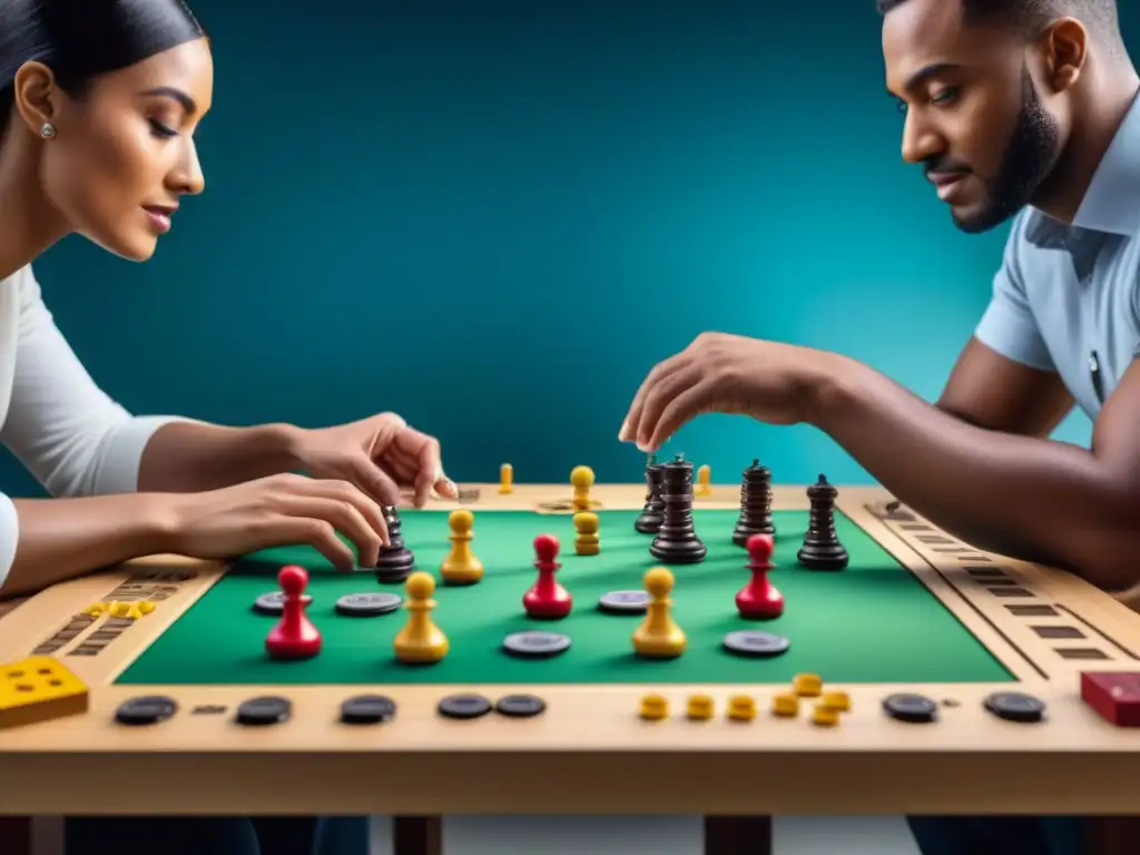 Un grupo diverso disfruta un juego de mesa adaptado para invidentes con elementos en braille