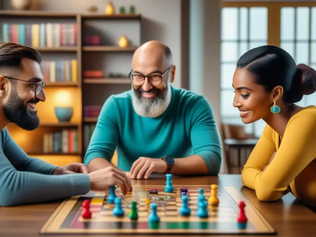 Un grupo diverso disfruta de juegos de mesa en un ambiente inclusivo y educativo