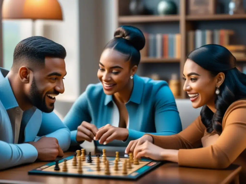 Grupo diverso disfrutando de juegos de mesa juntos