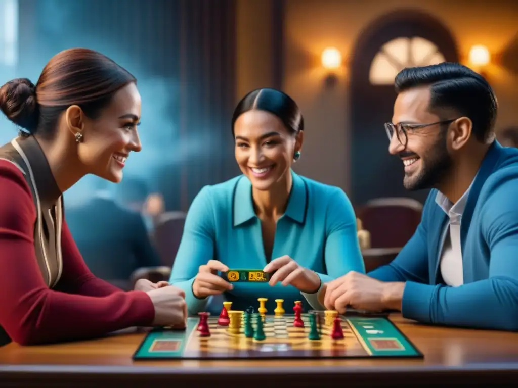 Un grupo diverso disfrutando de juegos de mesa terapéuticos en un ambiente cálido y acogedor